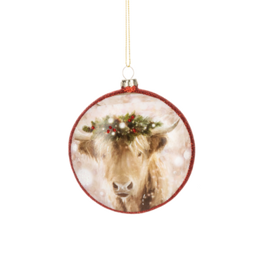 Christmas Cow Disk Ornaments By Ganz MX190362-2