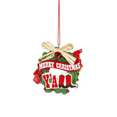 Merry Christmas Y'all Wreath Ornament By Ganz MX181729