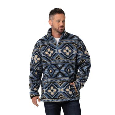 Men's Wrangler® Sherpa 1/4 Zip Pullover Blue 112335745