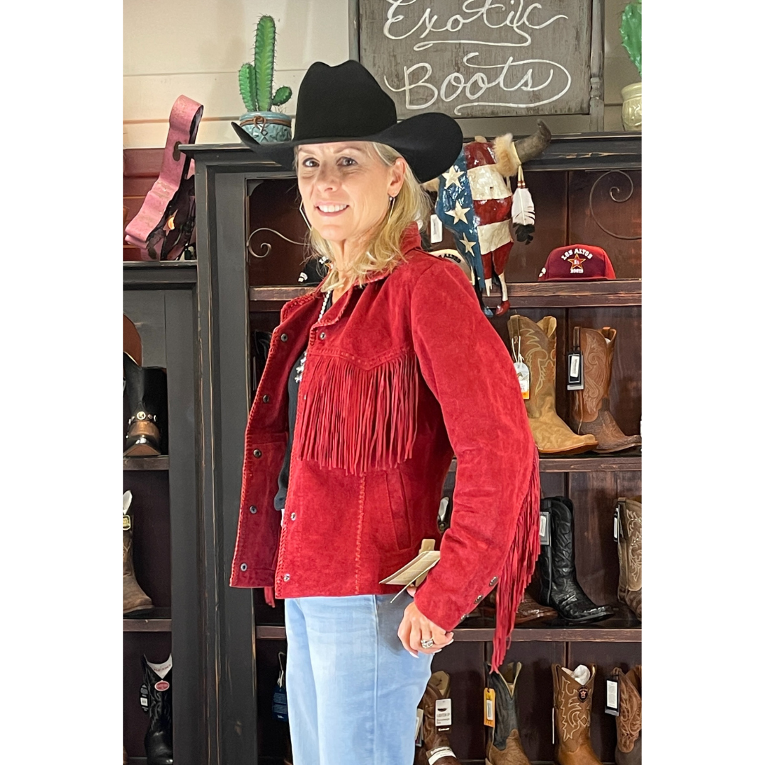 Red Suede Fringe Jacket L1080-27 – Cowtown Cowboy Outfitters Red Suede Fringe Jacket L1080-27 – Cowtown Cowboy Outfitters