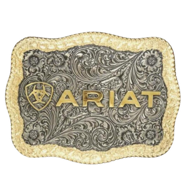 Ariat Antique Silver and Antique Gold Rectangle Buckle With Rope Edge  A37014