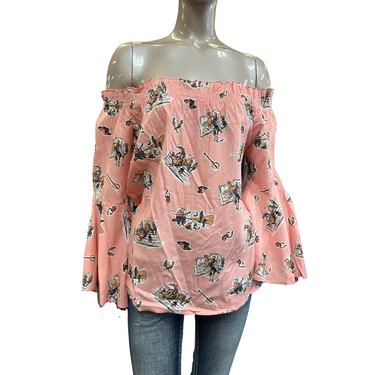 Women's Off The Shoulder Flounce Sleeve Cowboy Top by Panhandle WLWT51R1D7