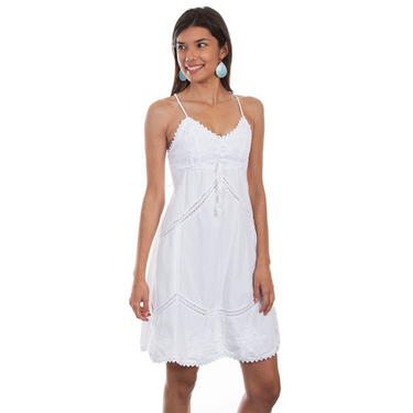 White Peruvian Cotton Spaghetti Strap Dress by Scully PSL-239