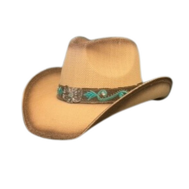 Brown Cowboy Hat with Turquoise Band ST-117