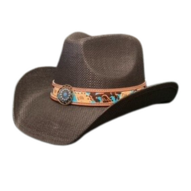 Black Cowboy Hat with Turquoise Band ST-118