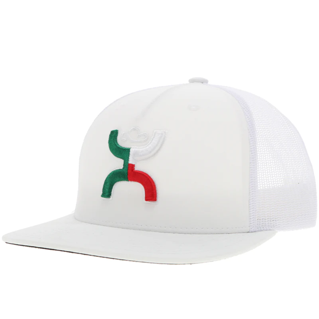 "Boquillas" Hooey White 5-Panel Trucker with Red / Green / White Hooey Logo - OSFA 