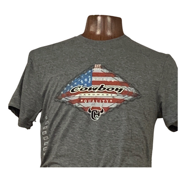 Flag Gray Short Sleeve Tee-Shirt By Cowboy Hardware 130703-038