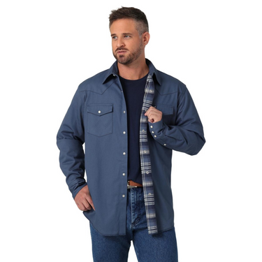 Men's Wrangler® Flannel Lined Workshirt - Classic Fit - Drk Blue - 112330932