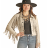 Women's Micro Suede Fringe Jacket - Natural - By Panhandle - DW92C02000