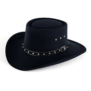 Black Faux Felt Gambler Hat with Elastic Sweatband by Western Express BFF-32BLK