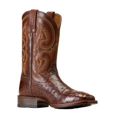 Men's Barley Ultra Western Boot in Dark Tabac Full Quill Ostrich by Ariat 10046961