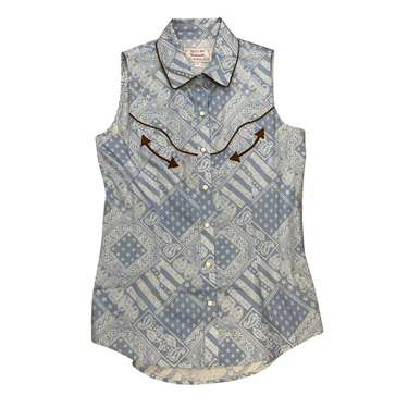 Women's Printed Chambray Sleeveless Snap Shirt by Panhandle WLWSSSR1CZ