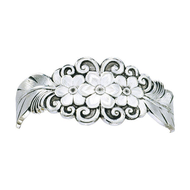 Antiqued Silver Flower and Feather Spray Cuff Bracelet BC1016RTS