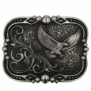 Gunmetal Soaring Eagle Framed Attitude Belt Buckle By Montana Silversmith A880