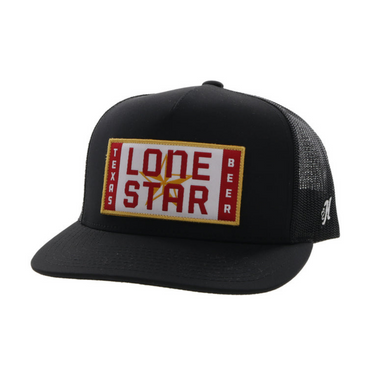 Lone Star Black 5-Panel Trucker with Red / White / Yellow Rectangle Patch - OSFA