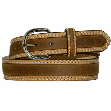 Men's Double Stitch Stockman Leather Belt by Leegin 9349L