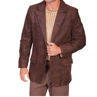 Men's Brown Suede Sport Coat Frontier Blazer By Scully 602-63