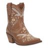 Women's Primrose Brown Bootie With Floral Embroidery By Dingo DI748-BN