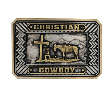 Beaming Christian Cowboy Attitude Buckle A898