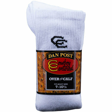 Men's Over The Calf White Socks By Dan Post DPCBC9 Size 7-10.5