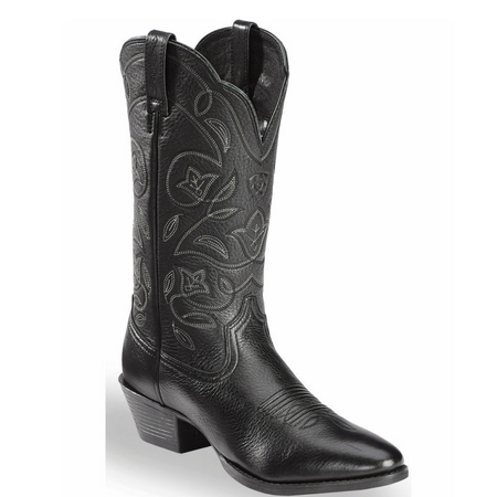 Ariat Ladies Heritage Western R Toe Cowboy Boots - Black Deertan