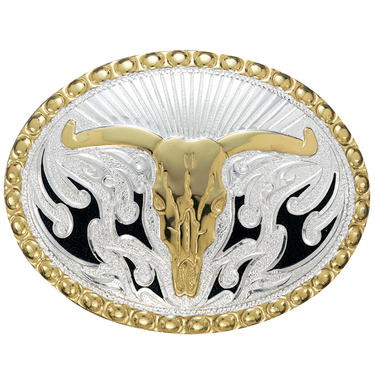 Crumrine Gold and Silver Oval Longhorn Buckle by M&F C11168