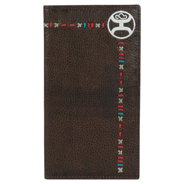 Hooey Rodeo Wallet Dark Brown with Multi Stitching 2041566W2