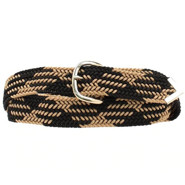 Machine Woven Braided Belt - Black and Tan 2000638