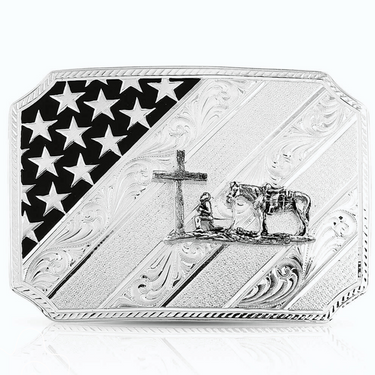 All American Christian Cowboy Silver Buckle By Montana Silversmith 46100-731M