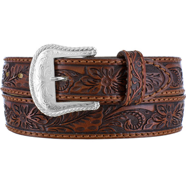 Men's Floral Hand Tooled Leather Belt by Leegin C40065