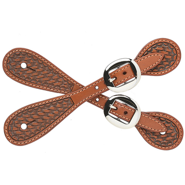 Small Natural Basketweave Spur Straps by M&F DSS113
