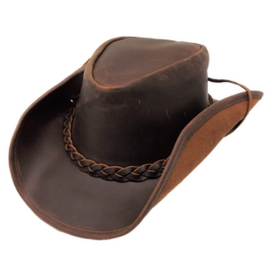 Brown Denali Leather Hat by Natko Inc TDU5471