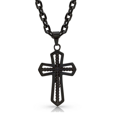 Gunmetal Cross Necklace NC4025