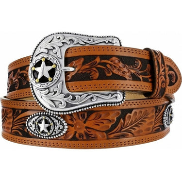 Cowtown Cowboy Outfitters Men's Tan 5 Star Ranch Tooled Leather Belt by Leegin C12424  74 New