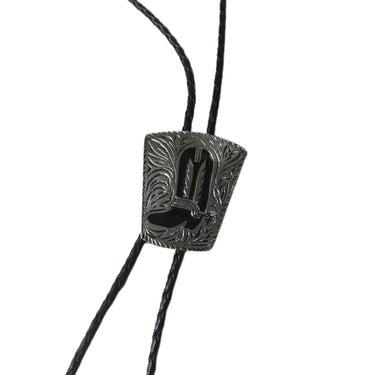 Silver & Black Bolo Tie With Boot by Fashionwest 2038R