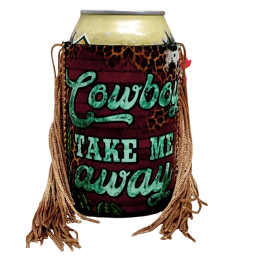 Cowboy Take Me Away Fringe Coozie