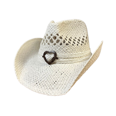 White Cowboy Hat with Heart Accent R50