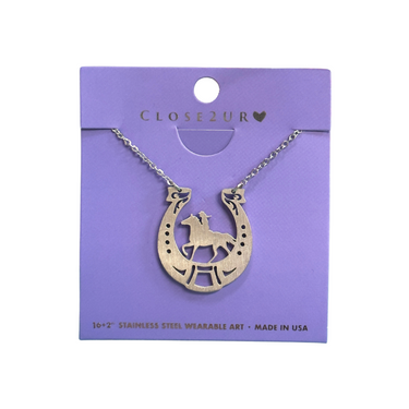 Horse and Horseshoe Stainless Necklace ITWID3